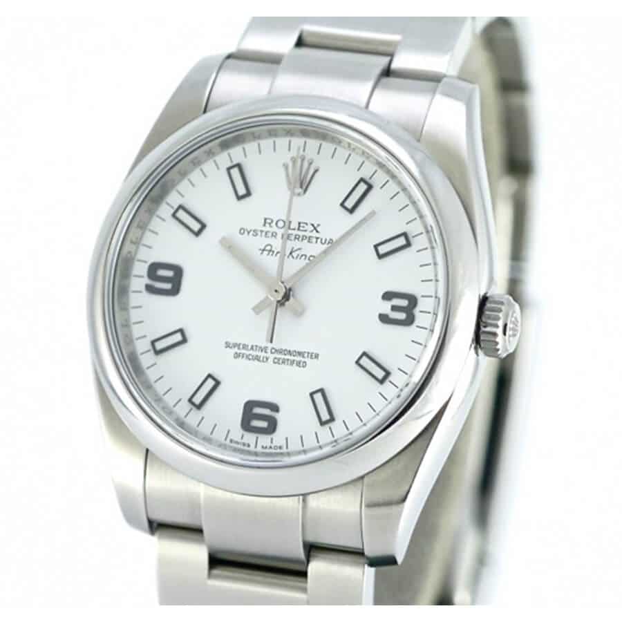 Rolex-Air-King-Stainless-Steel-Replica-Left Rolex Air King Stainless Steel White Dial 114200 Replica - Image 4