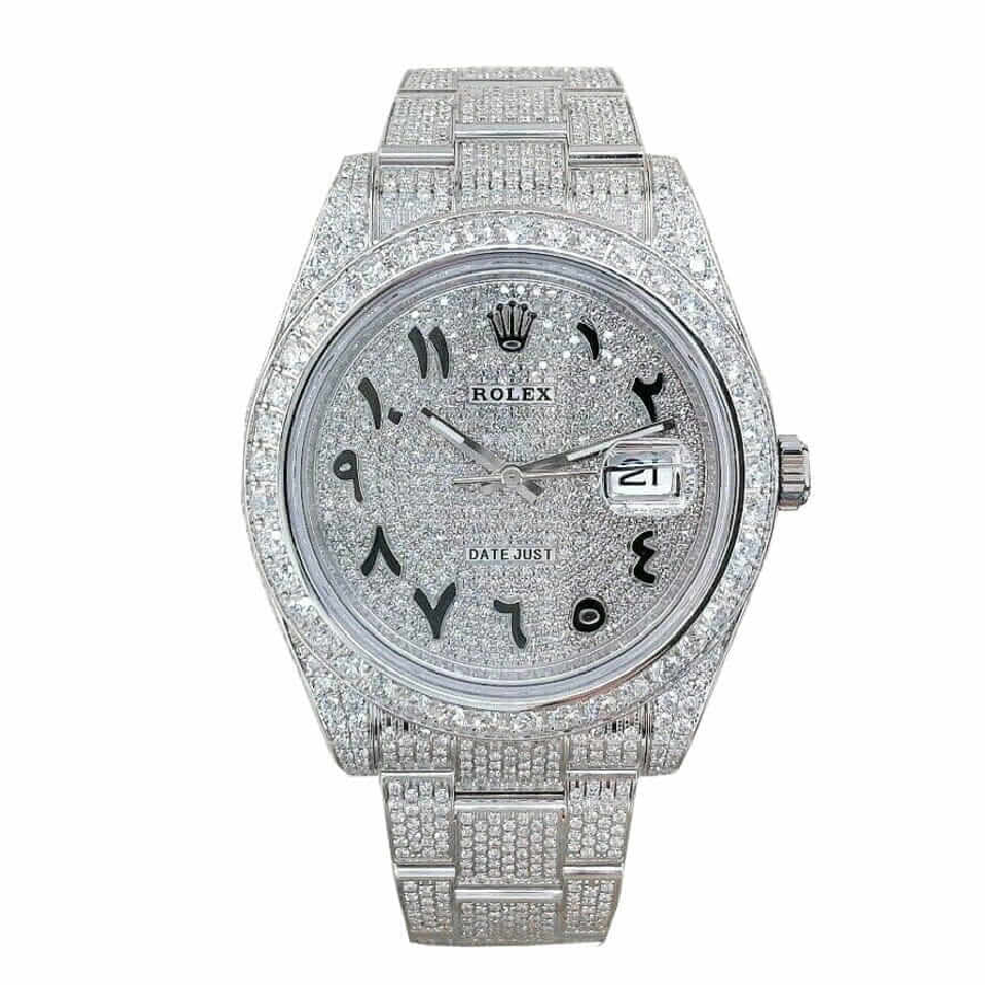 Rolex-Datejust-116300-White-Gold-Diamond-Arabic-Dial-Iced-Out-Replica-1 Rolex Datejust 116300 White Gold Diamond Arabic Dial Iced Out Replica - Image 1