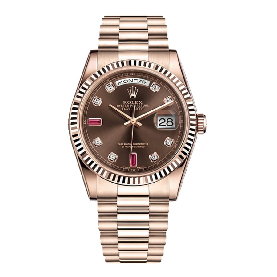 Rolex-Day-Date-128235-AR-Rose-Gold-Wrapped-Chocolate-Dial-Replica Rolex Day-Date 128235 AR Rose Gold Wrapped Chocolate Dial Replica - Image 1