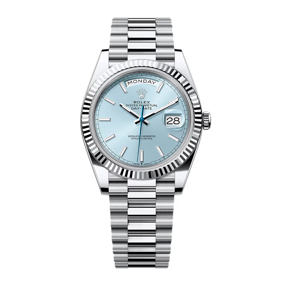 Rolex-Day-Date-Ice-Blue-Grooved-Replica-1 Rolex Day Date Ice Blue Grooved Replica - Image 1