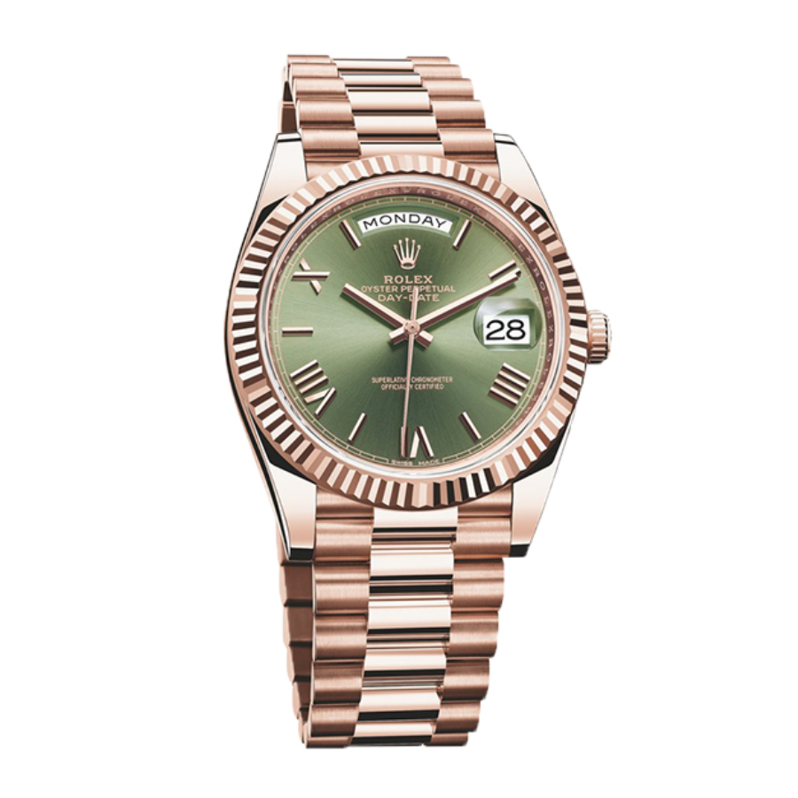 Rolex-Day-Date-Rose-Gold-Green-Roman-Dial-Replica Rolex Day-Date Rose Gold Green Roman Dial Replica - Image 2