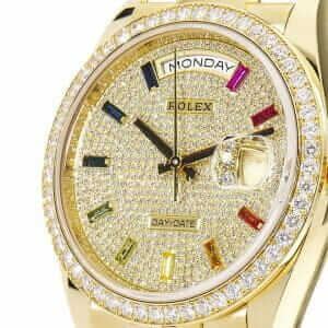 iced-out-1-300x300 Rolex Day-Date Yellow Gold With Pave Diamond Dial Sapphire 128348RBR-0030 Replica - Image 4