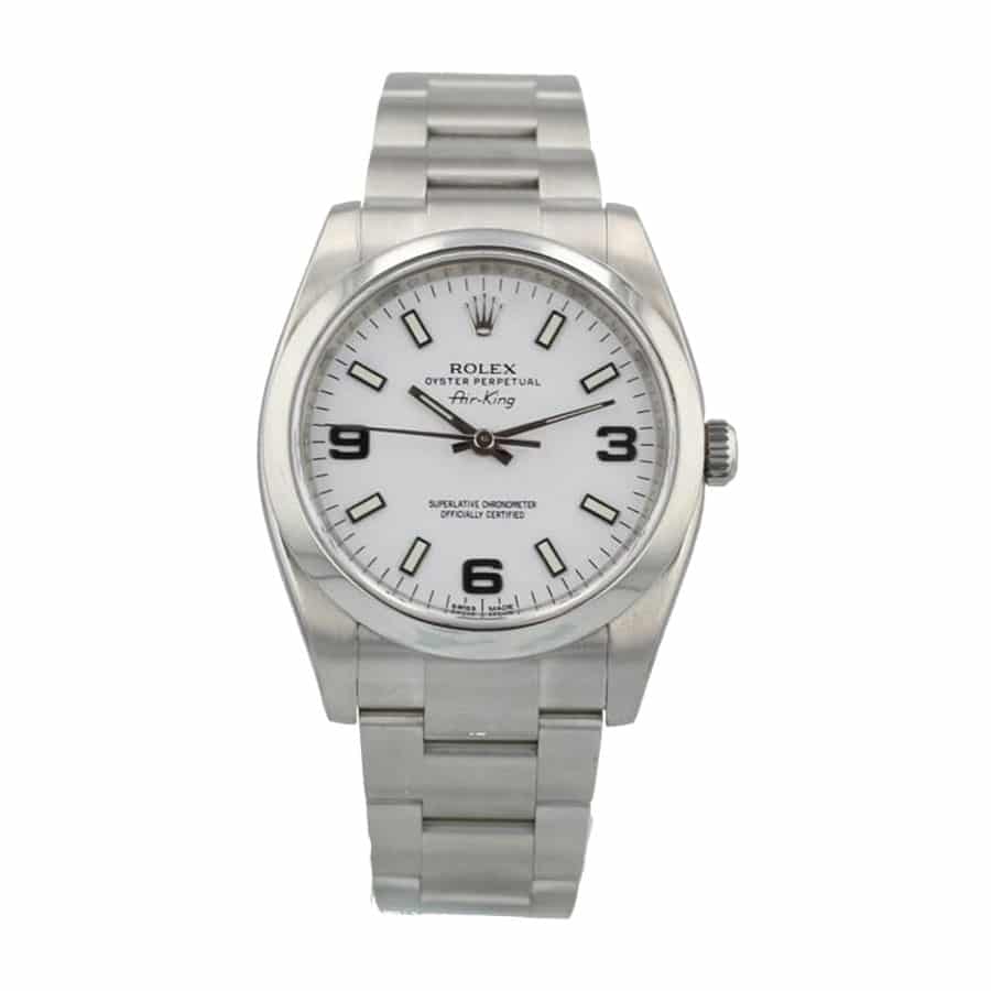 rolex-air-king-stainless-steel-114200 Rolex Air King Stainless Steel White Dial 114200 Replica - Image 1
