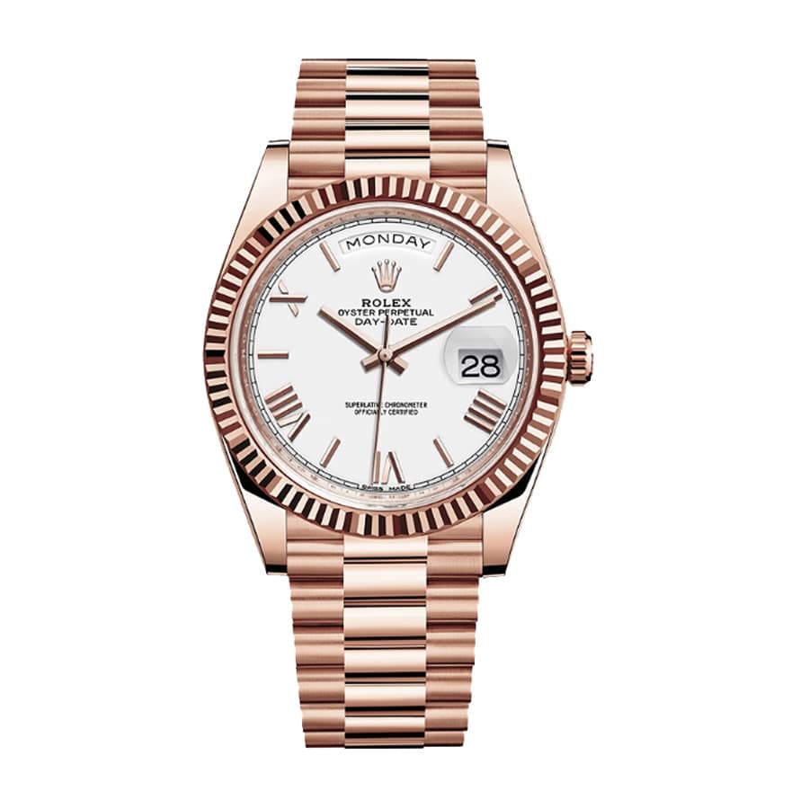 rolex-day-date-228235-40mm-kw-rose-gold-stripe-dial Rolex Day-Date 228235 KW Rose Gold White Dial Replica - Image 1
