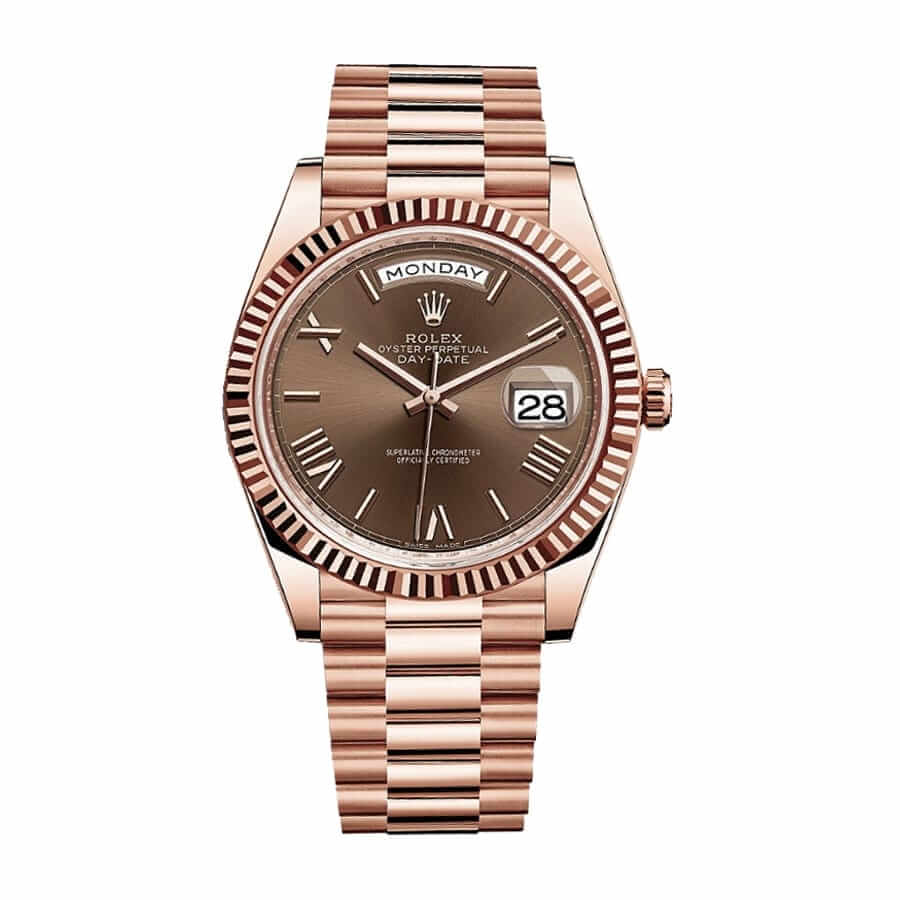 rolex-day-date-228235 Rolex Day Date 228235 Rose Gold Chocolate Roman Dial Replica - Image 1