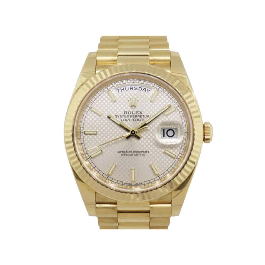 rolex-day-date-228238-yellow-gold-silver-diagonal-dial-replica2 Rolex 228238-0004 Diogonal Silver Replica - Image 3