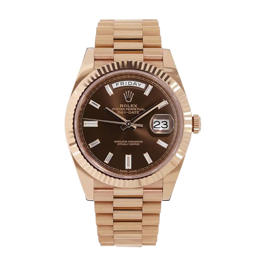 rolex-day-date-40-228235-40mm-kw-rose-gold-chocolate-dial Rolex Day-Date 228235 Chocolate Replica - Image 1