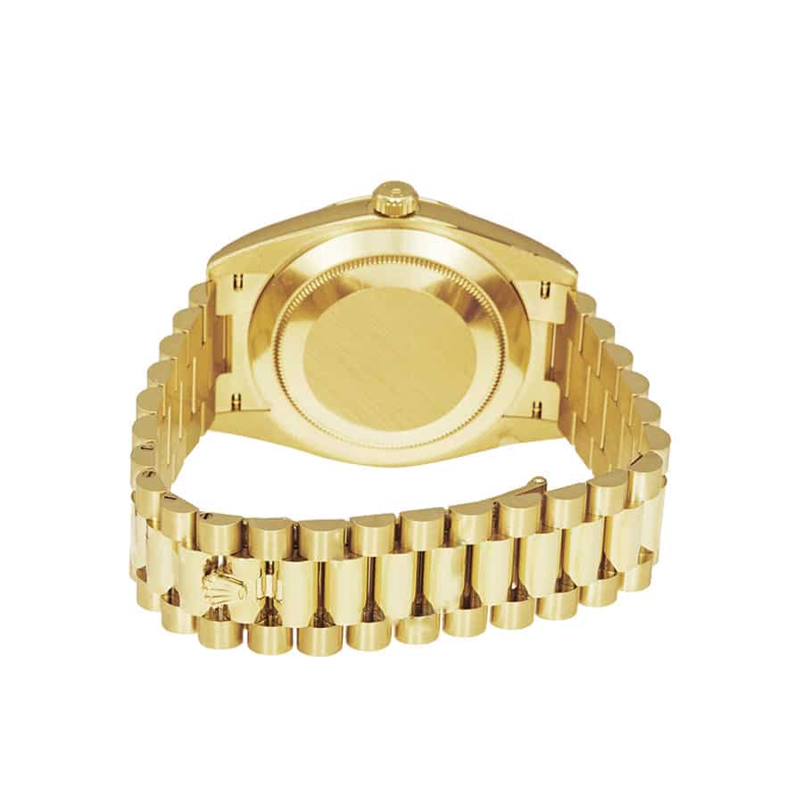 rolex-day-date-40-yellow-gold-champagne-dial-oyster-replica-back Rolex Day-Date 228398TBR Yellow Gold & Diamonds Black Dial Replica - Image 4