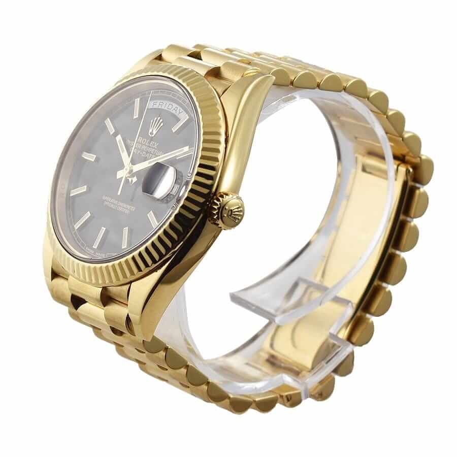 rolex-day-date-40mm-228235-2018-ew-yellow-gold-black-diagonal-dial-replica Rolex Day-Date Gold Black 228235 EW Replica - Image 2