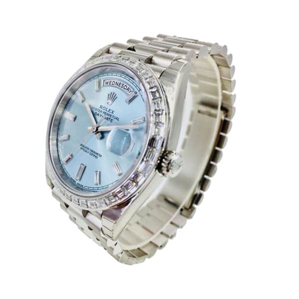 rolex-day-date-platinum-228396tbr001-ice-blue-baguette-index-replica-1 Rolex Day-Date Platinum 228396TBR Ice Blue Baguette Index Replica - Image 2