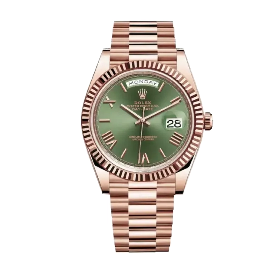 rolex-day-date-rose-gold-green-roman-dial-1 Rolex Day-Date Rose Gold Green Roman Dial Replica - Image 1