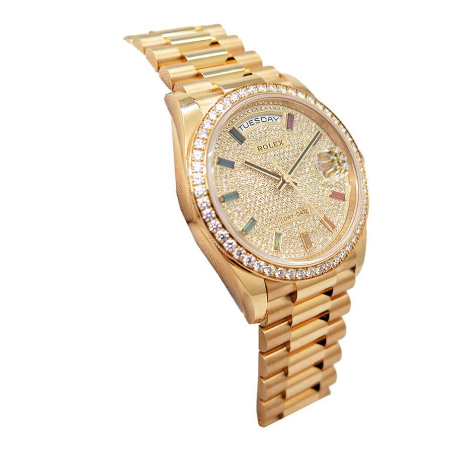 rolex-day-date-yellow-gold-with-pave-diamond-dial-sapphire-128348rbr Rolex Day-Date Yellow Gold With Pave Diamond Dial Sapphire 128348RBR-0030 Replica - Image 3