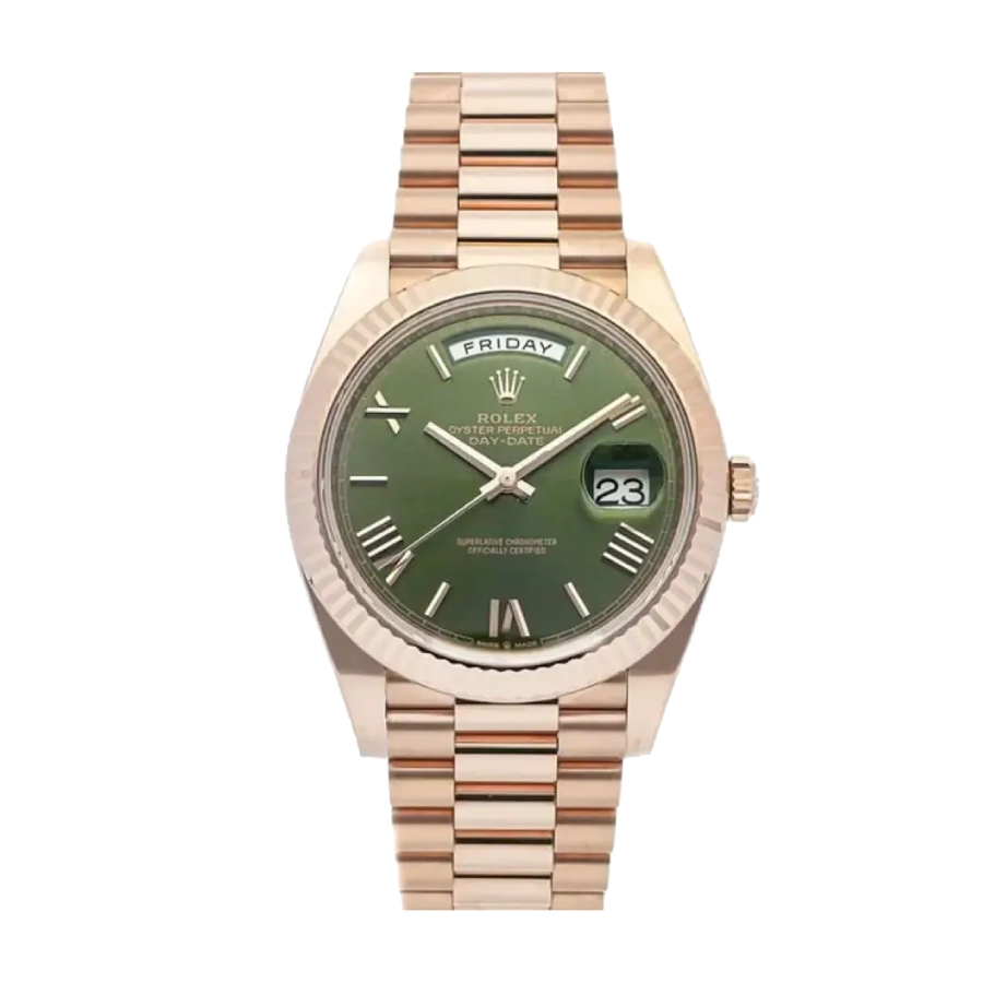 rolex-daydate-228235-replica-1 Rolex Day-Date Rose Gold President Green Roman Dial 228235 Replica - Image 1