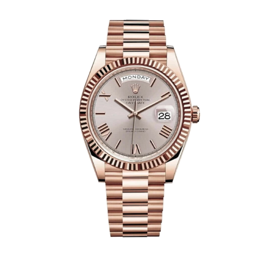rolex-rhodium-replica Rolex Day-Date 228235 AR Rose Gold Wrapped Rhodium Dial Replica - Image 1