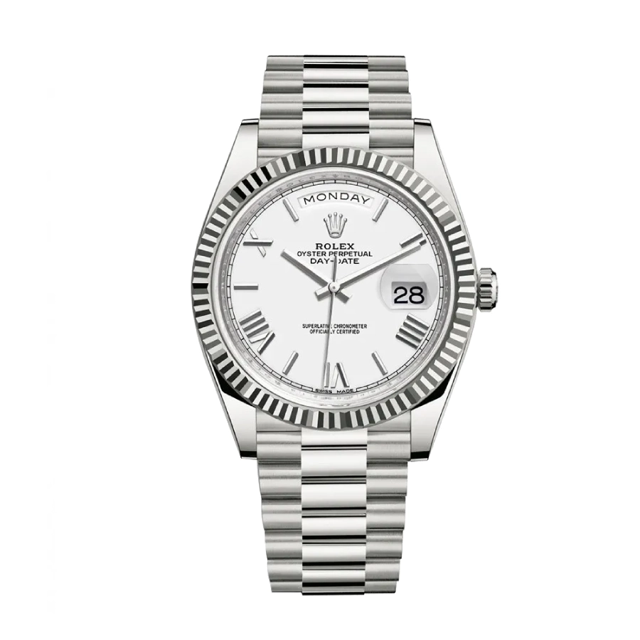 rolex-rhodium-silver-replica-1 Rolex Day-Date II 218239 Grey Roman Dial Replica - Image 1