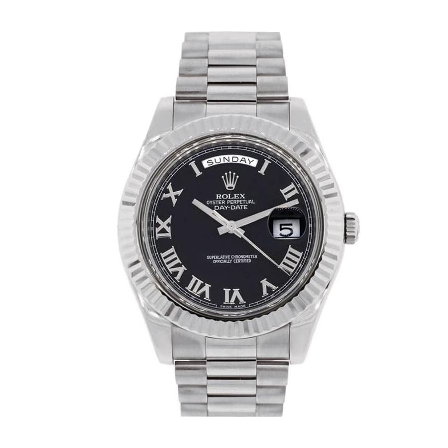 rolex-white-gold-day-date-ii-presidential-black-roman-dial-218239-replica Rolex 218239 Presidential Replica - Image 1