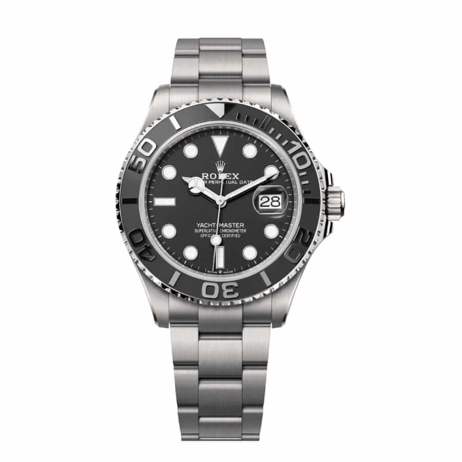 116695SATSblackdialblacksteel-1 Rolex Yacht-Master 42 Replica - Image 1