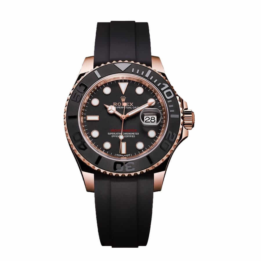 116695SATSblackdialblacksteel Rolex Yacht-Master 40 116655 SATS Rose Gold Automatic Rubber Black Dial Replica - Image 1