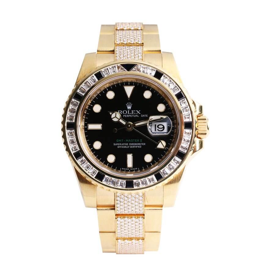 116748SANRyellowblackdial Rolex GMT-Master II 116748SANR Gold Replica - Image 1