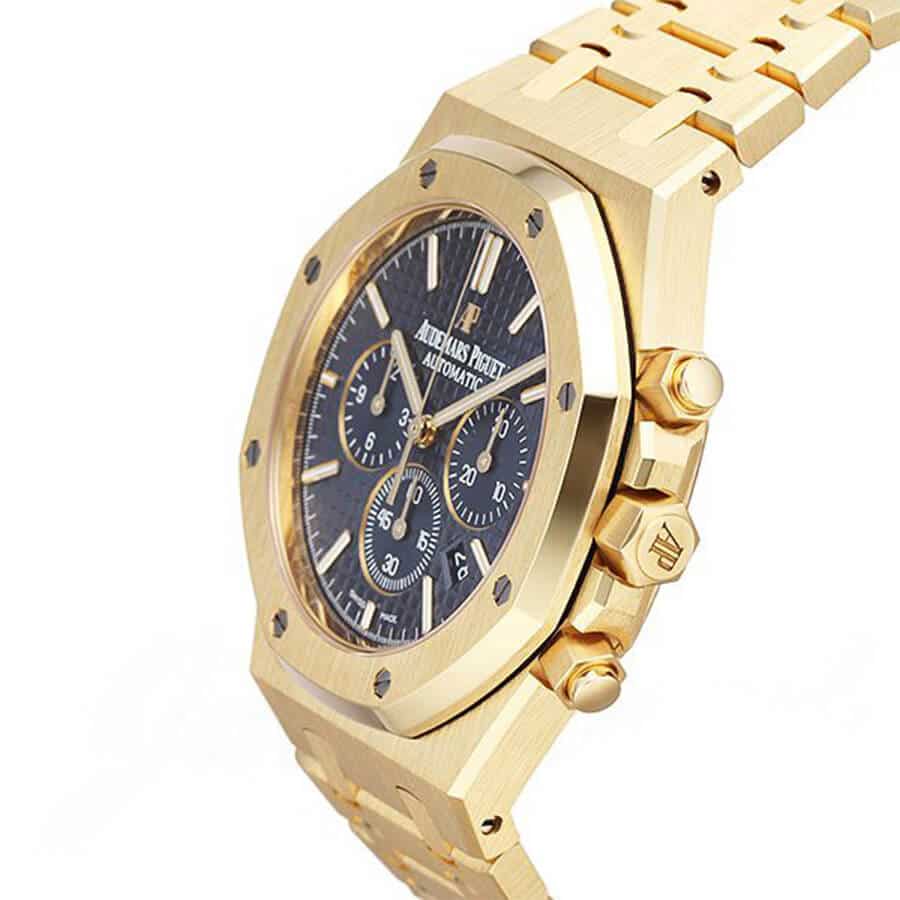 Audemars-Piguet-Gold-Royal-Oak-Blue-Left Audemars Piguet 26320BA.OO.1220BA.02 Yellow Gold Replica - Image 3
