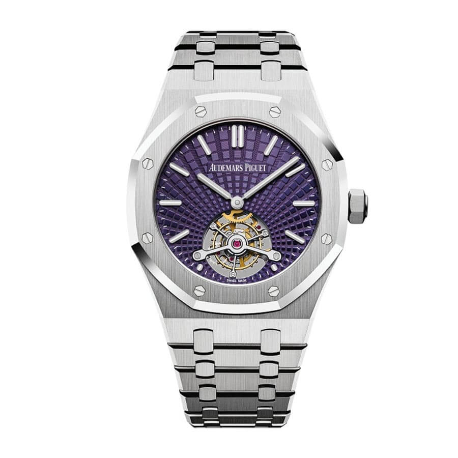 Audemars-Piguet-Royal-Oak-Tourbillon-Extra-Thin-Stainless-Steel-Purple-Index-Steel-41mm-26522ST.OO_.1220ST.01 Audemars Piguet 26522ST Extra Thin Tourbillon Replica - Image 1