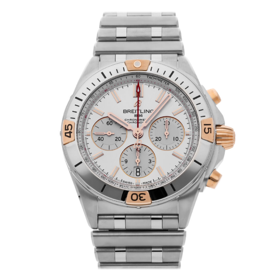 Breitling-White-Dial-Silver-Replica3-1 Breitling B01 AB0134101G1A1 White Dial Silver Replica - Image 1