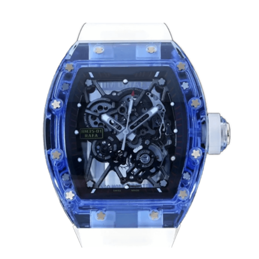 Richard-Mille-35-01-Blue-White-Rubber-Bracelet-Replica-2 Richard Mille 35-01 Blue White Rubber Bracelet Replica - Image 1