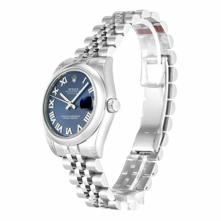 Rolex-Datejust-Blue-Roman-Numeral-Replica-Left Rolex Datejust 178240-0037 Midsize Blue Steel Replica - Image 2