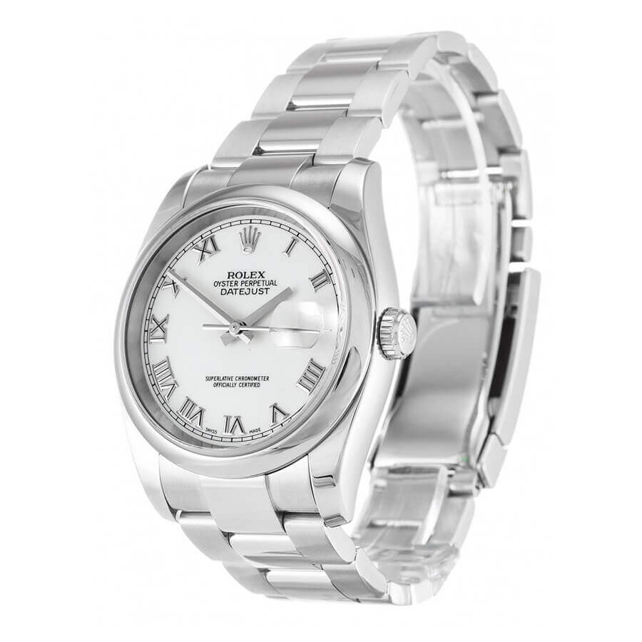 Rolex-Datejust-II-White-Roman-Numeral-Replica-Left Rolex Oyster Perpetual Datejust White Dial 116200 Replica - Image 2