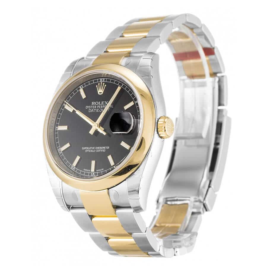 Rolex-Datejust-Yellow-Gold-Black-Dial-Replica-Left Rolex Datejust Yellow Gold Black Dial 116203 Oyster Replica - Image 2