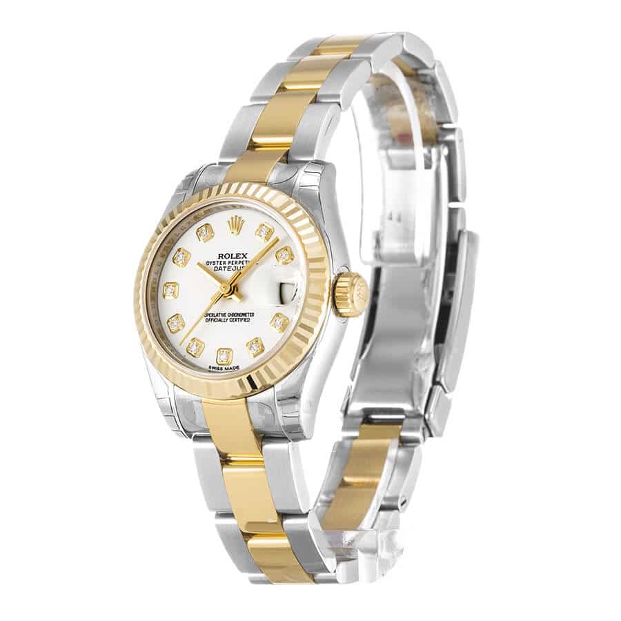 Rolex-Datejust-Yellow-Gold-Diamond-Replica-Left Rolex Datejust 179173 Two Tone Replica - Image 2