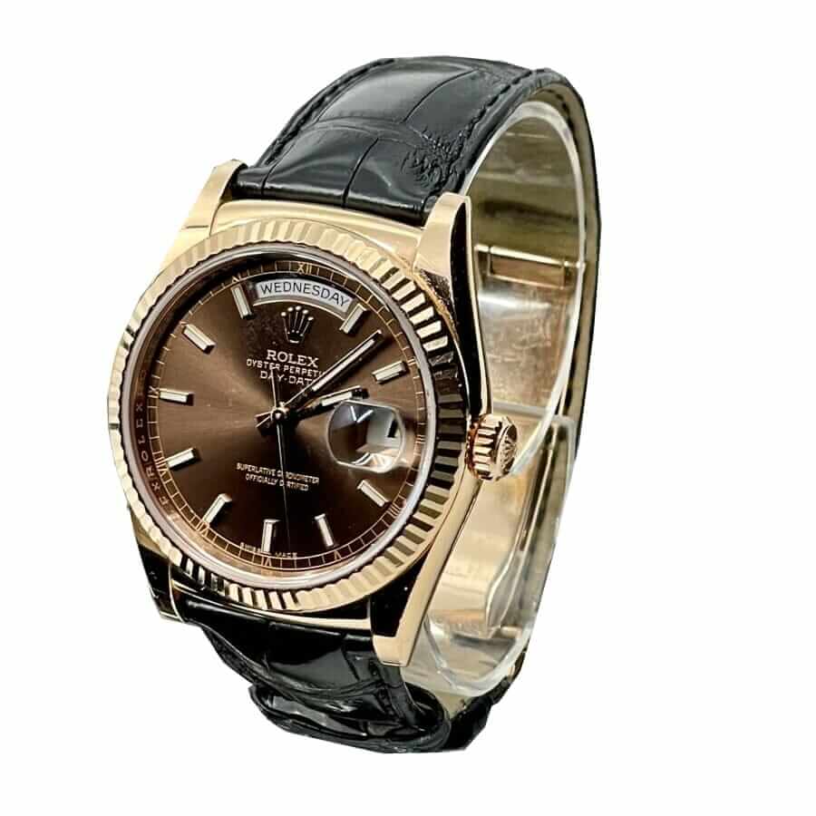 Rolex-Day-Date-118139-Black-leather-replica Rolex Day-Date Black Leather Replica - Image 2