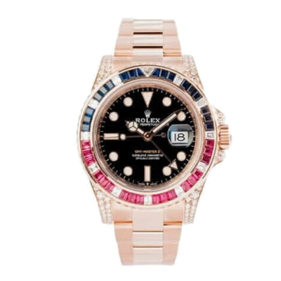Rolex-GMT-Master-II-126755SARU-Diamond-Bezel-Black-Dial-Replica Rolex GMT-Master II 126755SARU Diamond Bezel Black Dial Replica - Image 1
