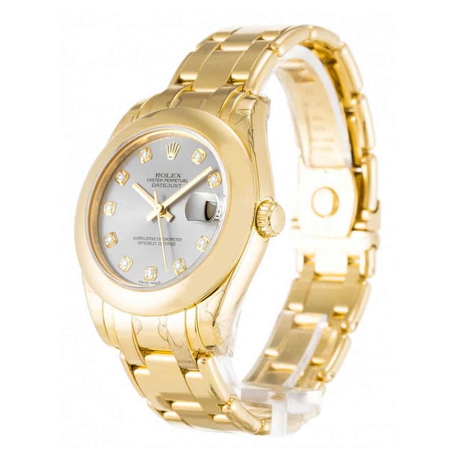 Rolex-PearlMaster-Silver-Diamond-Replica-Left Rolex Pearl Master 81208 Gold & Diamond Dial Replica - Image 2