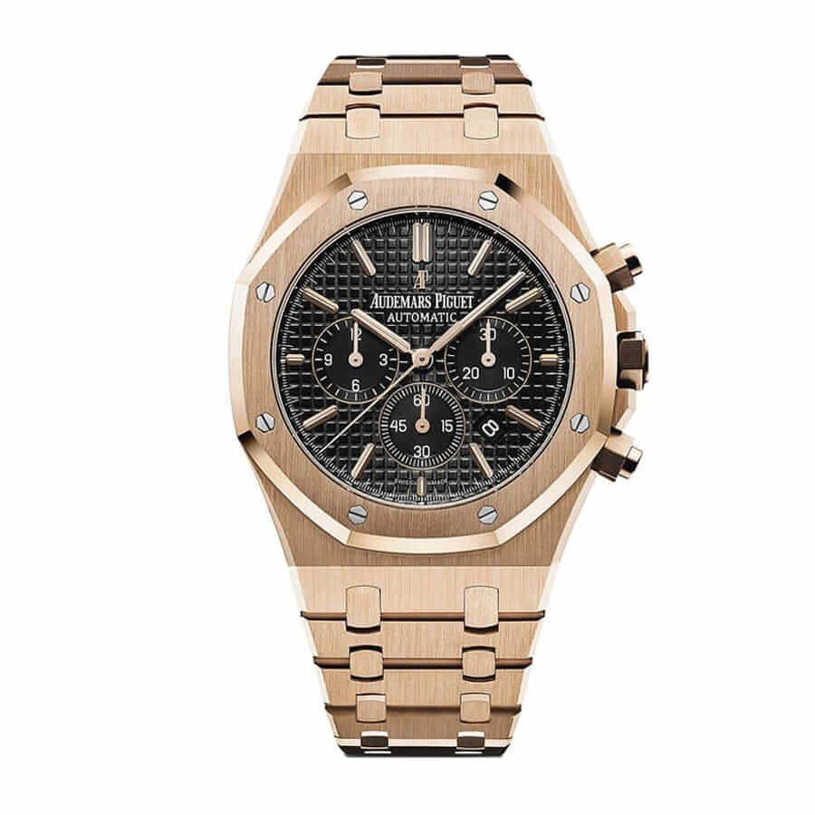 audemars-piguet-rose-gold-royal-chronograph-black-dial-26320or-oo-1220or-01-replica AP Royal Oaks Replica - Image 1