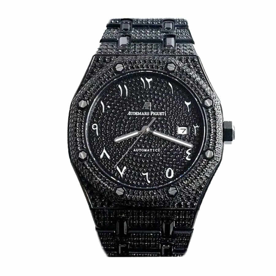 audemars-piguet-royal-black-diamonds-with-arabic-dial-a160m266-replica-1 Audemars Piguet A160M266 Diamond Watch Replica - Image 1