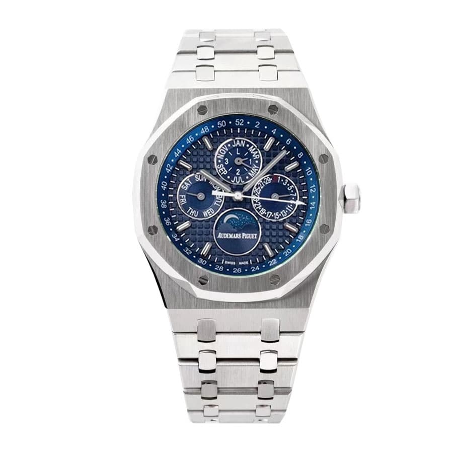 audemars-piguet-royal-oak-offshore-chronograph-blue-dial-26574st-oo-26606st-05-multifunctional-series Audemars Piguet 15500ST Watch Silver Replica - Image 1