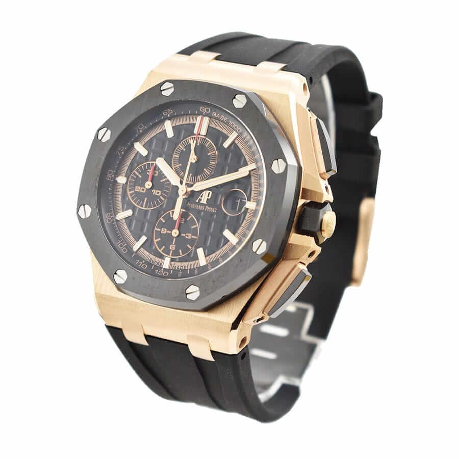 audemars-piguet-royal-oak-offshore-novelty-chronograph-2017-rose-gold-ceramic-black-44mm-replica-2 Rose Gold AP Watch Replica - Image 2