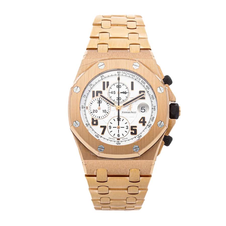 audemars-piguet-royal-oak-offshore-rose-gold-white-dial-replica Audemars Piguet Royal Oak Offshore 26170OR.OO.1000OR.01 Replica - Image 1