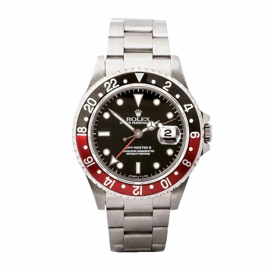 gmt Rolex GMT-Master II Red & Black Bezel Black Dial Coke 16710 Oyster Replica - Image 1