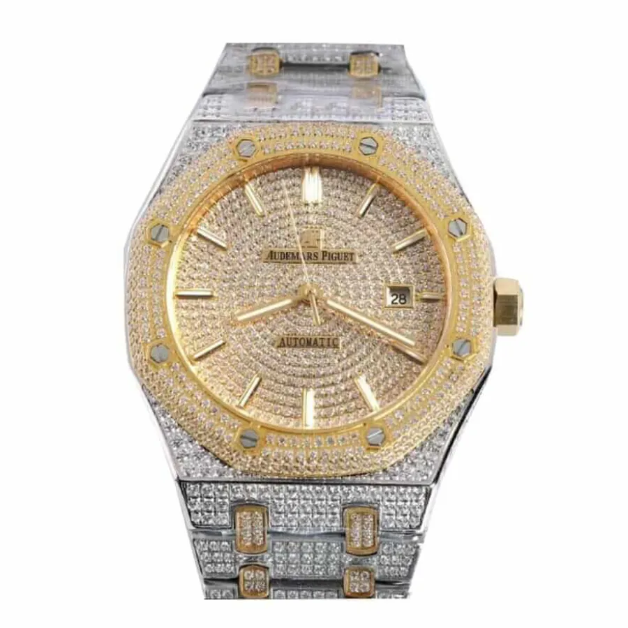 imgi_7_Audemars-Piguet-Royal-Oak-Iced-Out-Yellow-Gold-Replica Audemars Piguet 15400SR.OO.1220SR.01 Royal Oak Iced Out Yellow Gold Replica - Image 1