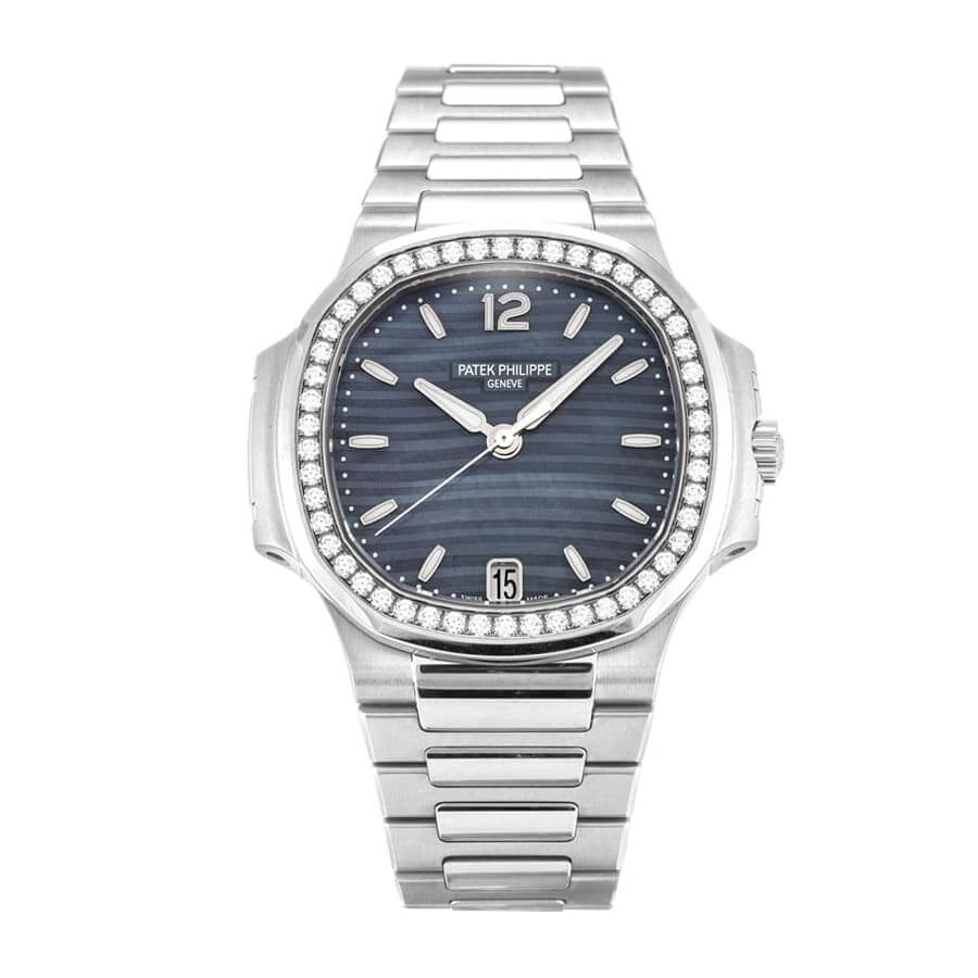 patek-philippe-nautilus-steel-set-diamond-7018-1a-mother-of-perl-blue-dial-replica-1 Patek Philippe Nautilus Ladies 7018/1A Replica - Image 1