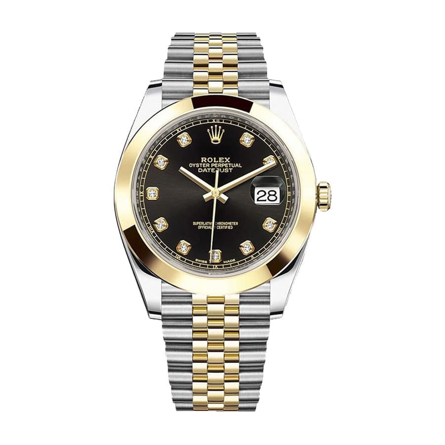 rolex-datejust-115234-34mm-white-gold-black-with-diamond-dial-1 Rolex Datejust Black Diamond Dial Steel Yellow Gold 126303BKDJ Jubilee Replica - Image 1