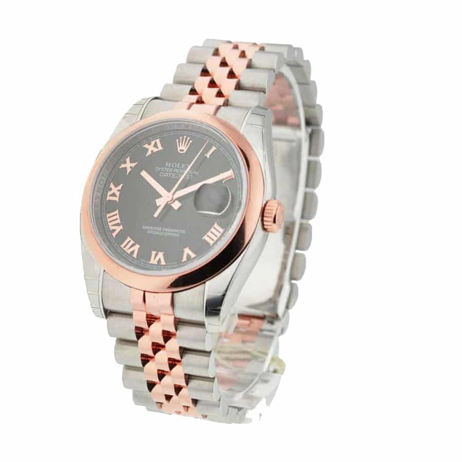 rolex-datejust-116201-rose-gold-steel-black-dial-jubilee-replica Rolex Datejust 116201 Roman Numeral Black Dial Replica - Image 2