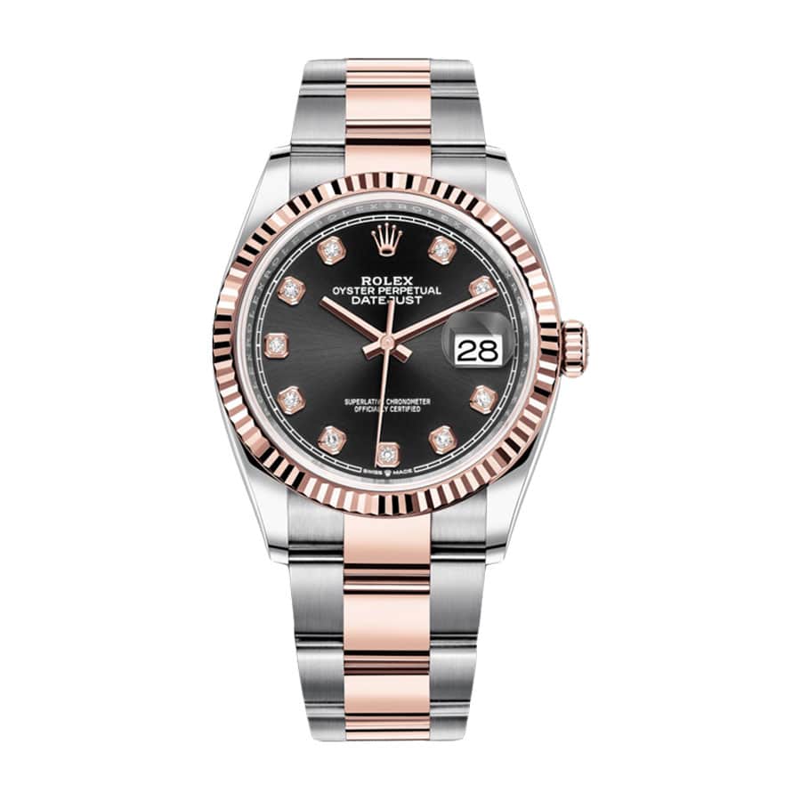 rolex-datejust-126231-36mm-rose-gold-everose-gold-diamond-dial Rolex Datejust 126231 Black With Diamond Dial Replica - Image 1