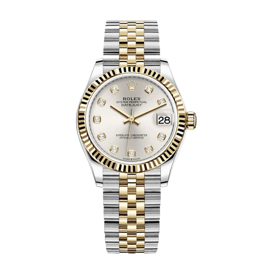 rolex-datejust-28mm-279173-steel-yellow-gold-automatic-silver-with-diamond-dial Rolex 279173 Diamond Replica - Image 1