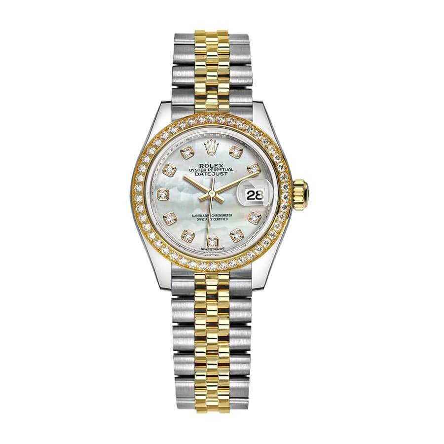 rolex-datejust-28mm-279383rbr-yellow-gold-steel-automatic-mother-pearl-diamond-dial Rolex 279383RBR Replica - Image 1