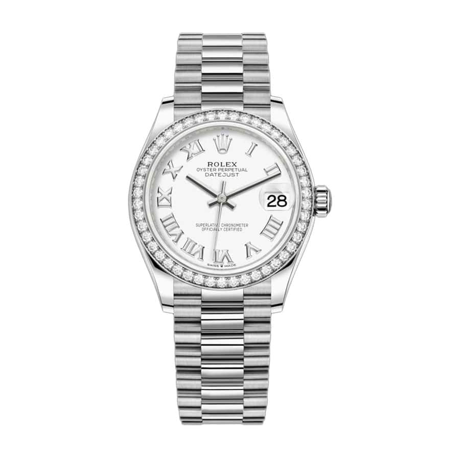 rolex-datejust-31mm-278289rbr-white-gold-and-diamond-automatic-white-dial Bezel Set Diamond Replica - Image 1