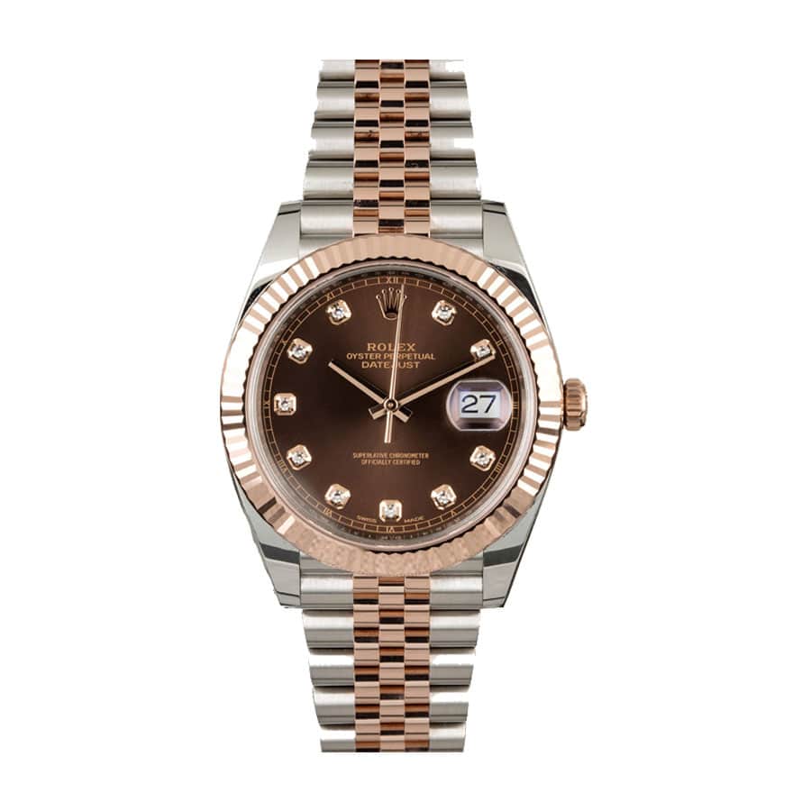 rolex-datejust-ii-126331-41mm-rose-gold-steel-chocolate-diamond-dial Rolex Datejust 278271 Everose Gold Chocolate Diamond Dial Jubilee Replica - Image 1
