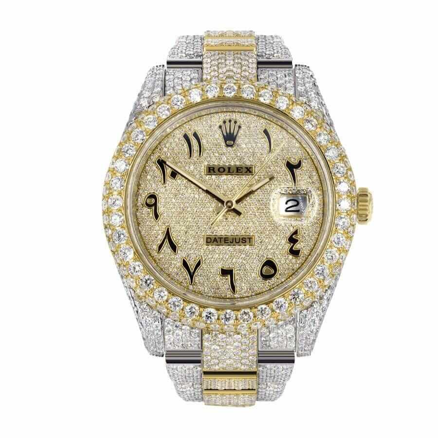 rolex-datejust-two-tone-yellow-gold-arabic-dial-iced-out-116300-replica Rolex Arabic Dial Replica - Image 1